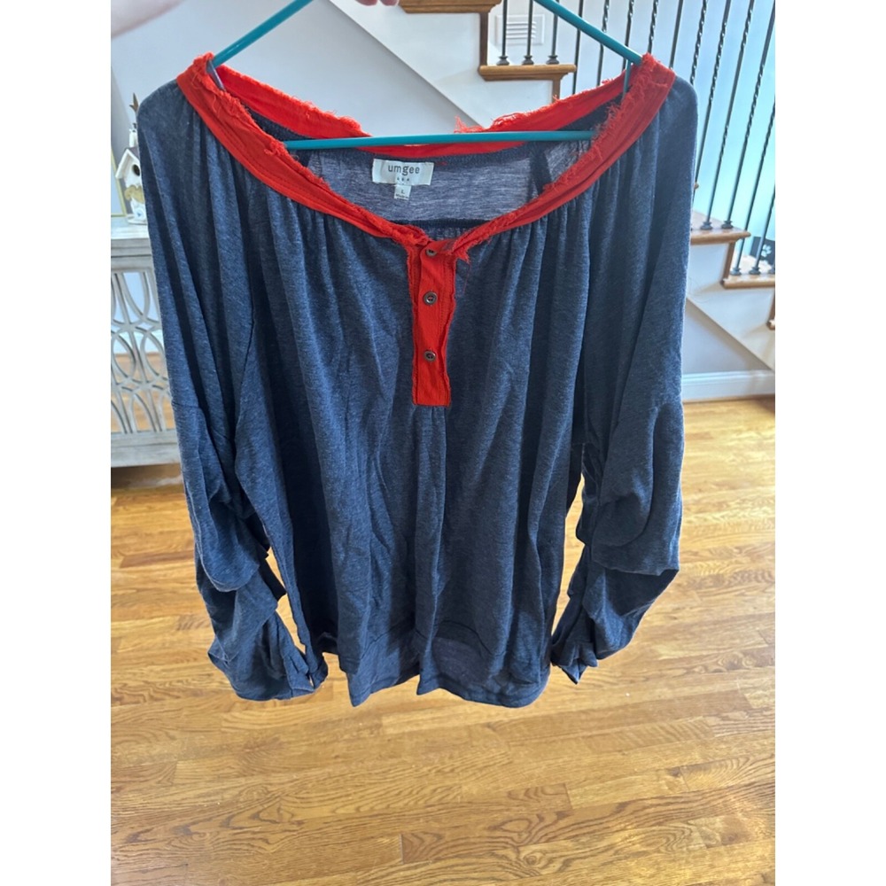 umgee large blue and orange blouse